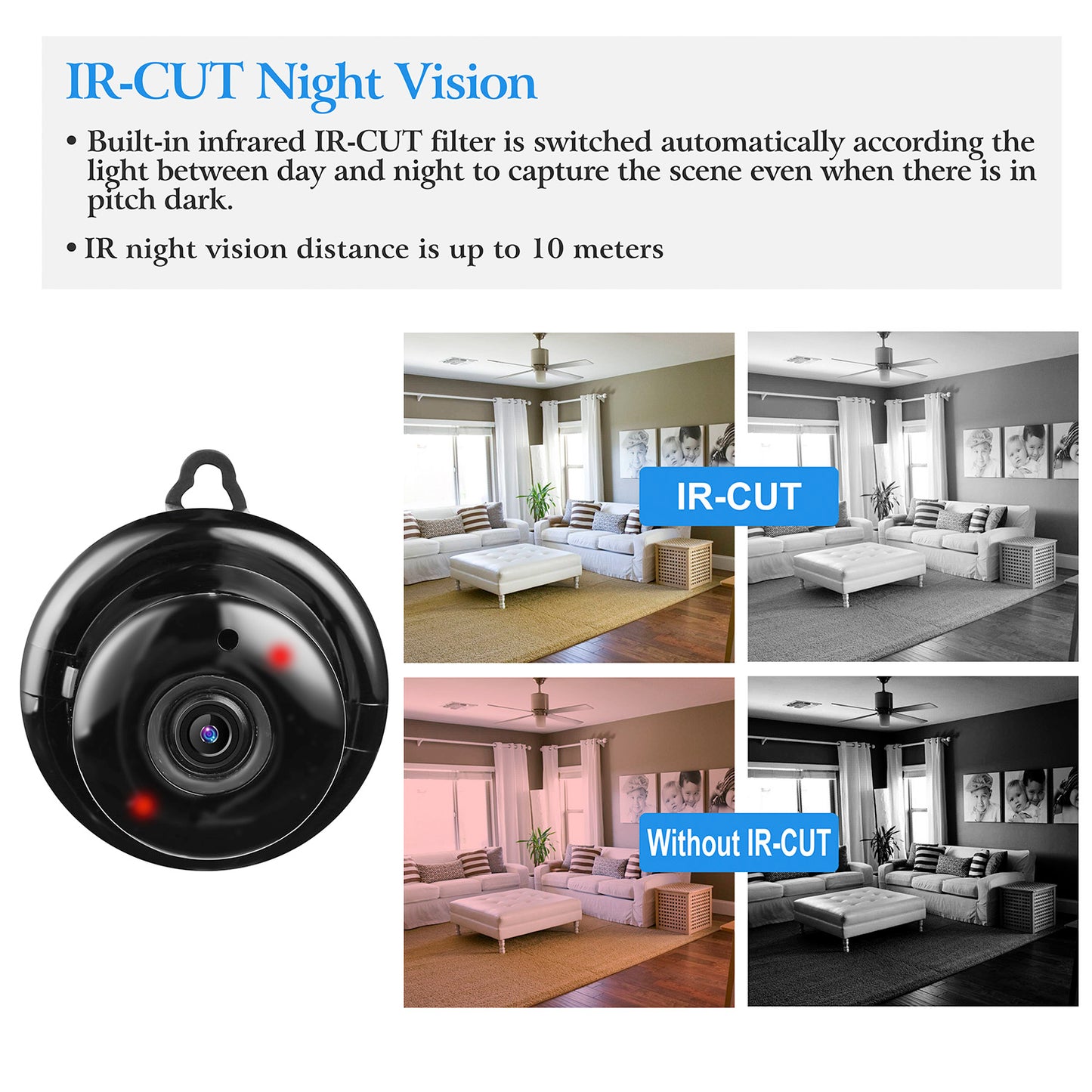 720P WiFi IP Camera Smart Home Security Surveillance Camera Night Vision Motion Detection Two Way Talk Loop Recording App Available for Pet/Nanny/Elde