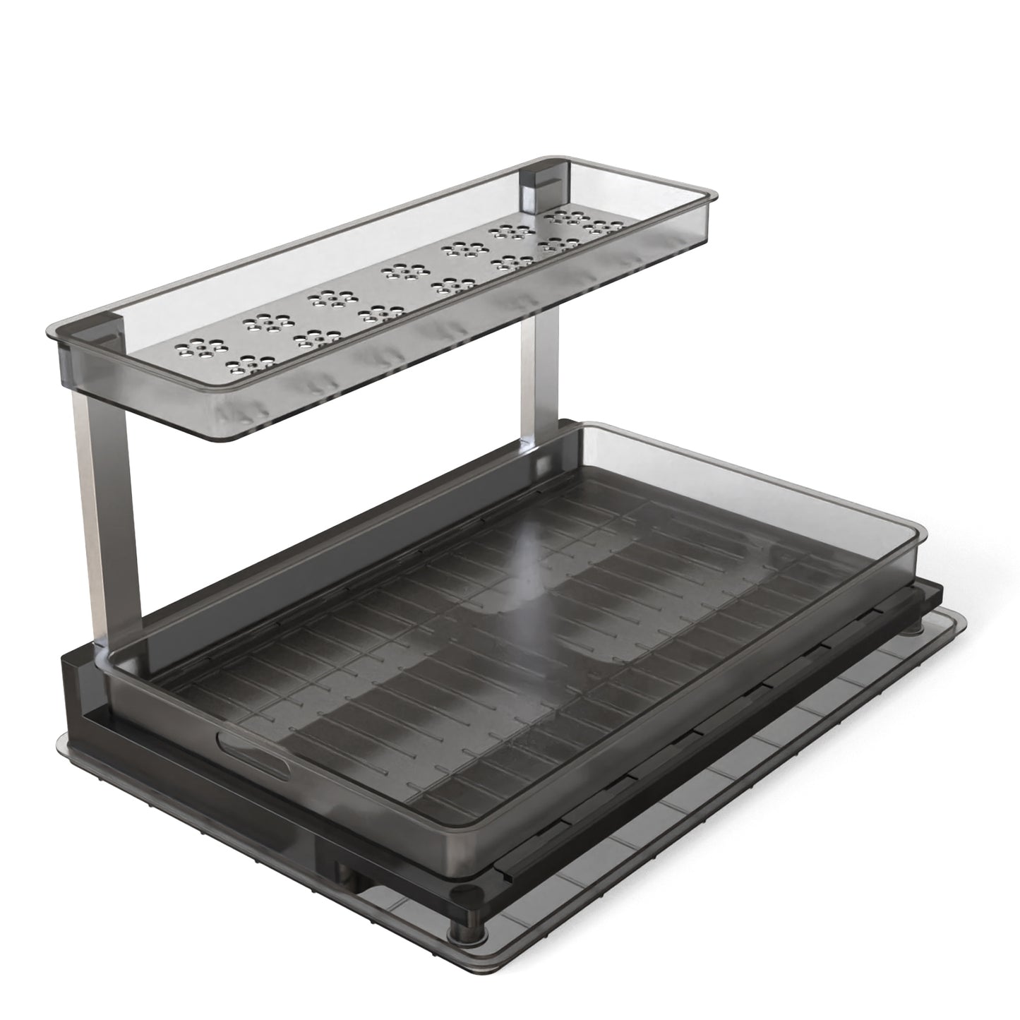 2-Tier Pull Out Under Sink Organizer Cabinet Organizer With Sliding Drawer Tray L-Shaped Slide Out Storage Shelves For Bathroom Kitchen Cabinet