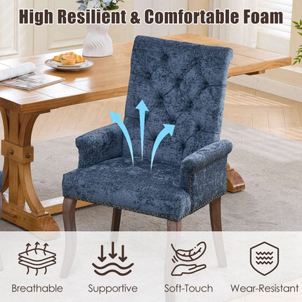 Tufted Dining Chair with Nailhead Trim & Curved Wood Legs