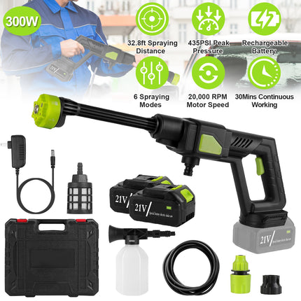 Cordless Pressure Washer Portable Electric Power Washer High Pressure Water Sprayer 435PSI Car Washer Cleaner with 6-in-1 Nozzle Foam Bottle Filter 15
