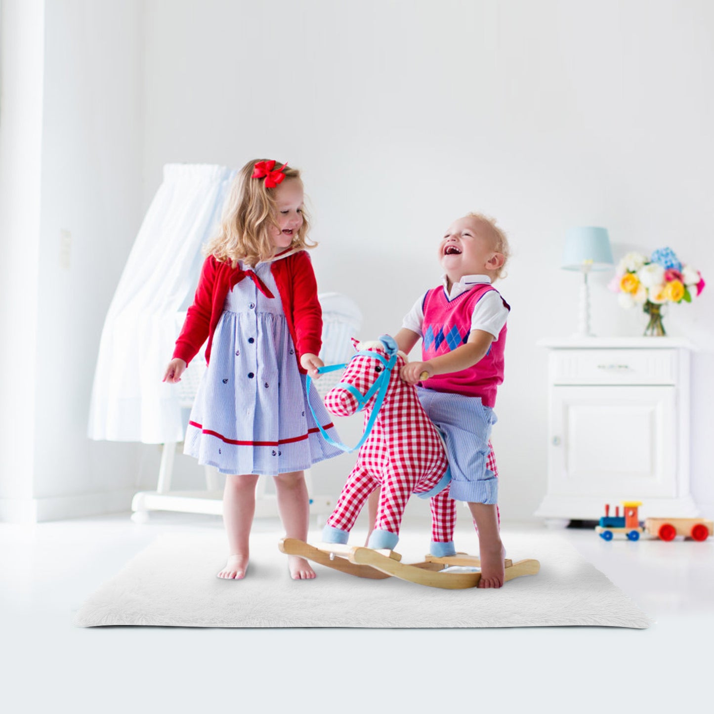 Fluffy Bedroom Rug 4Õ x 2.6Õ Anti-Skid Shaggy Area Rug Decorative Floor Carpet Mat for Nursery Bedroom Living Room