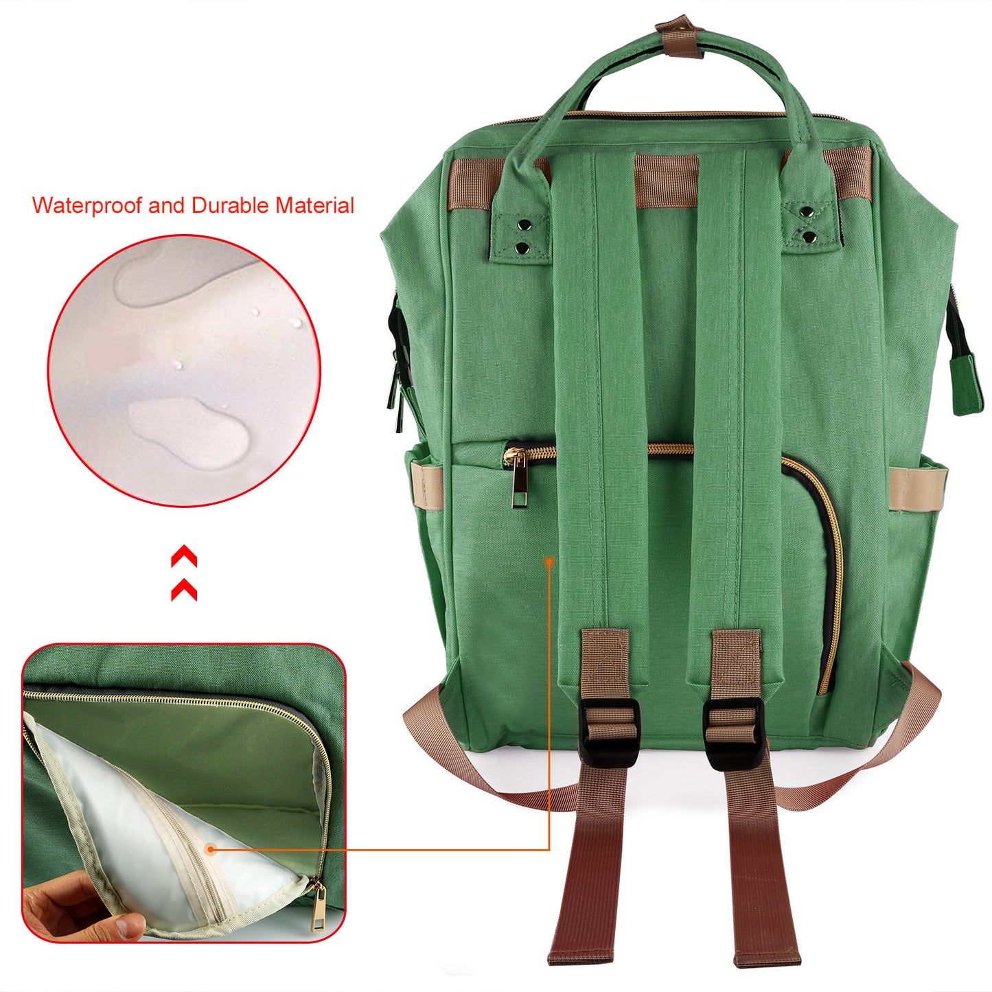 Mummy Diaper Bag Backpack Water-Resistant Large Capacity Travel Nappy Backpack Baby Nursing Handbag for Mom Dad Baby Care