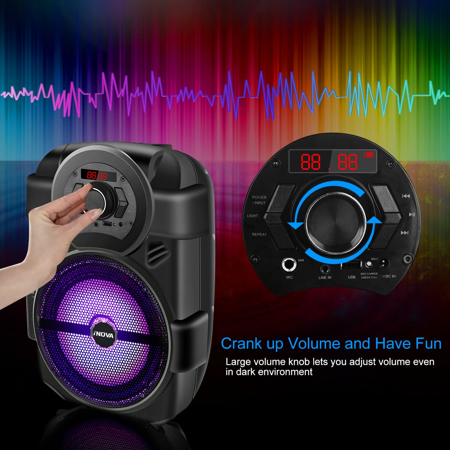 Colorful LED Portable Wireless Party Speaker