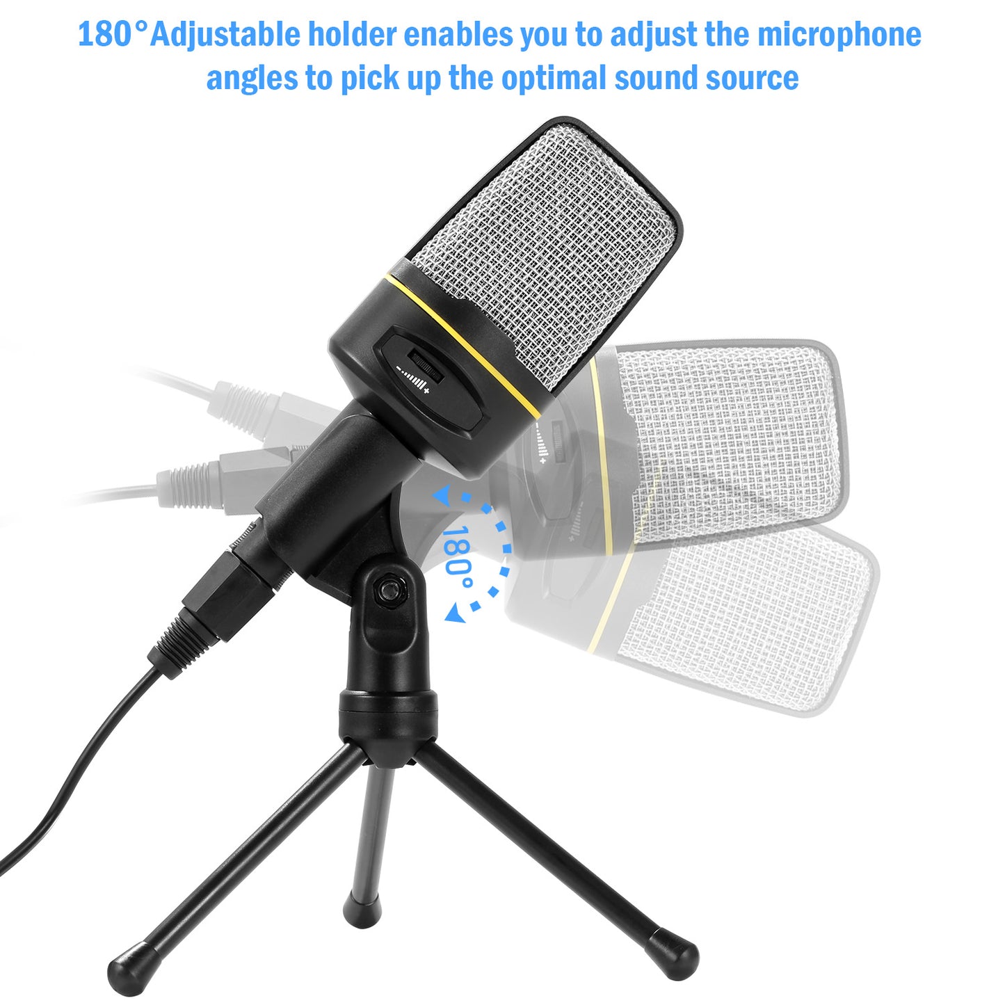 Pro Condenser Microphone w/ Tripod Stand Audio Studio Recording Desktop Mic Flexible Mic For Podcasting Broadcasting Gaming Chatting Webcasting w/3.5m
