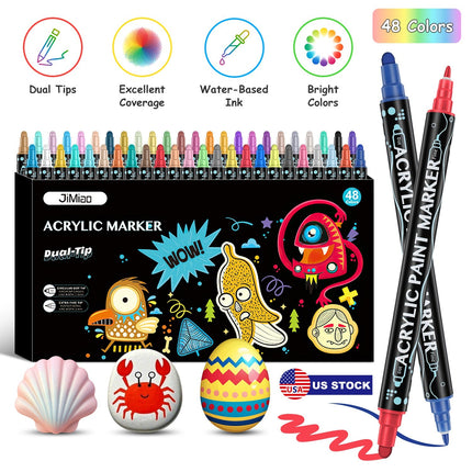 Dual Tip Acrylic Paint Markers Set - Water-Based & Quick-Dry