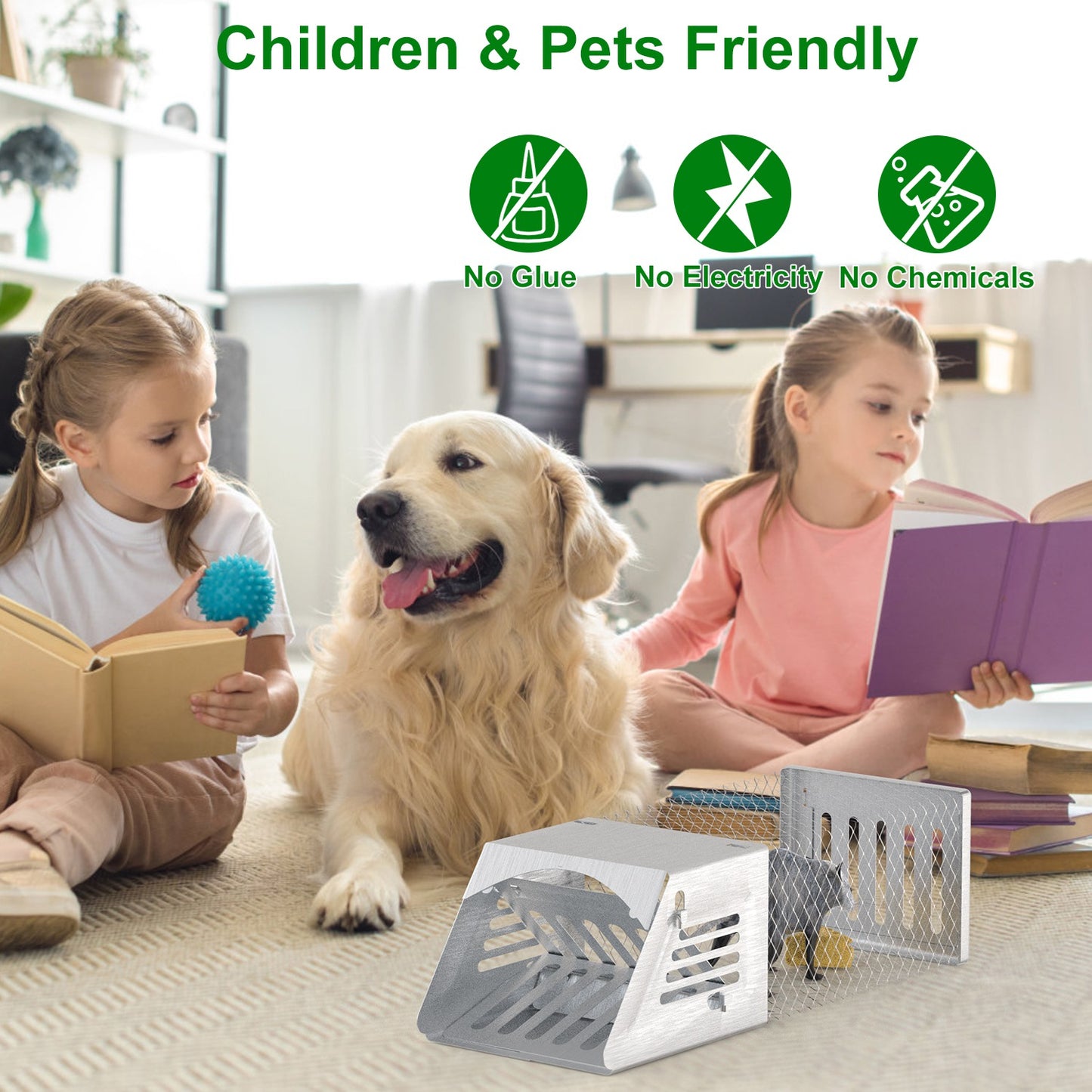 2Pcs Humane Mouse Trap Cage No Assembly Need Automatic Continuous Rat Trap with Single Way Door Reusable Catch And Release Live Cage Trap for Rodents