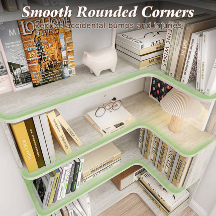 5-Tier L-Shaped Corner Bookshelf with 6 Open Shelves