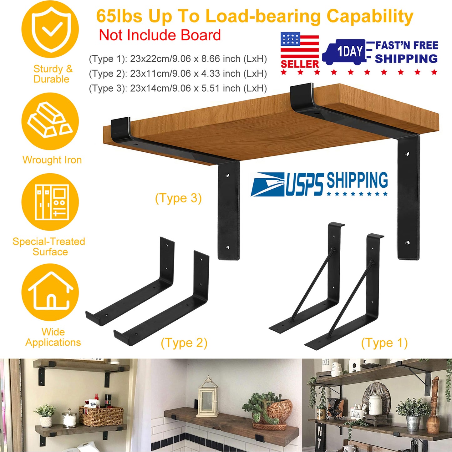 2Pack Wall Mounted Shelf Bracket Heavy Duty L-Shaped Metal Shelf Bracket Rack Support with Screws Set