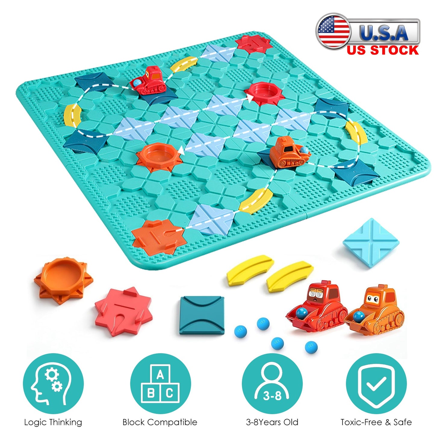 Kids Logical Road Builder Toy Brain Teasers Puzzles Montessori Toys Preschool Educational Learning Toys Puzzle STEM Board Game For 3-8 Years Old Boys
