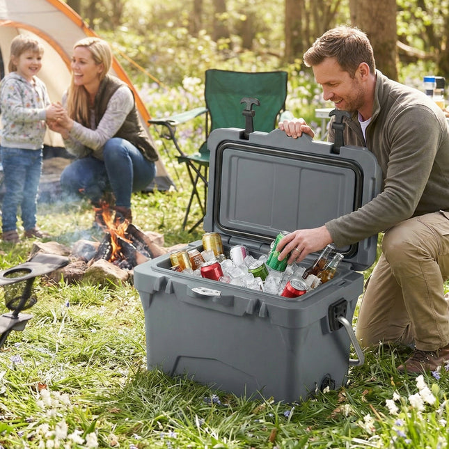 20 Quart Portable Hard Cooler with Built-in Ruler and Bottle
