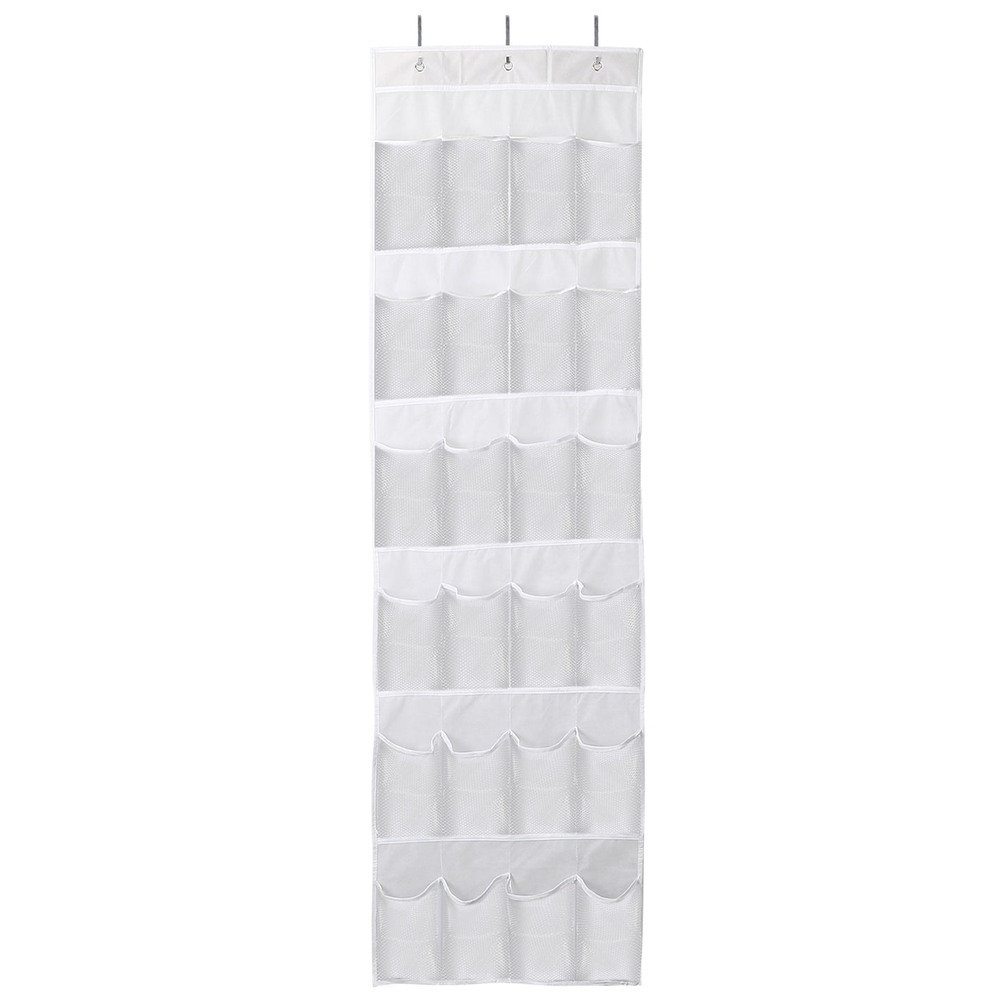 Over the Door Shoes Rack 24-Pocket Crystal Clear Organizer 6-Layer Hanging Storage Shelf for Shoes Slippers Small Toys Closet Cabinet