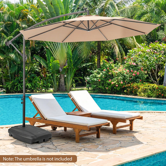 220 LBS Cantilever Patio Umbrella Base Stand with Wheels Fillable offset Umbrella Stand-Black