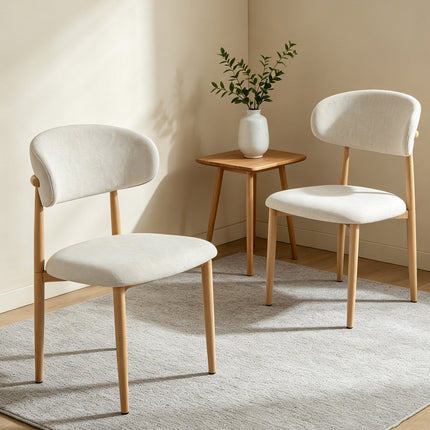 Upholstered Dining Chairs Set of 2 with Curved Back