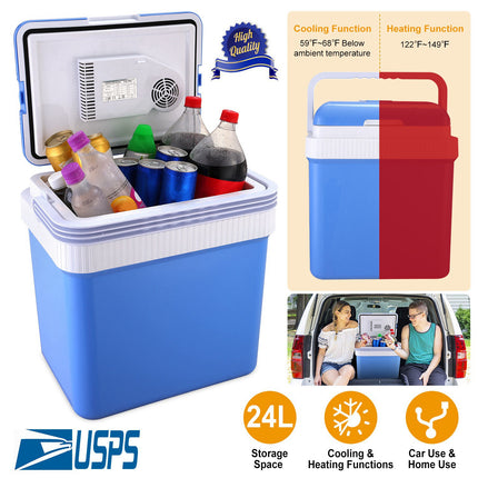 24L Portable Car Cooler 12V Car Refrigerator Travel Cooling Warmer Fridge Box Home Use