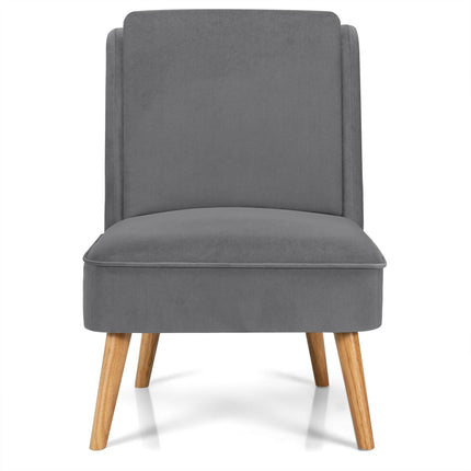 Velvet Accent Armless Side Chair with Rubber Wood Legs for Bedroom