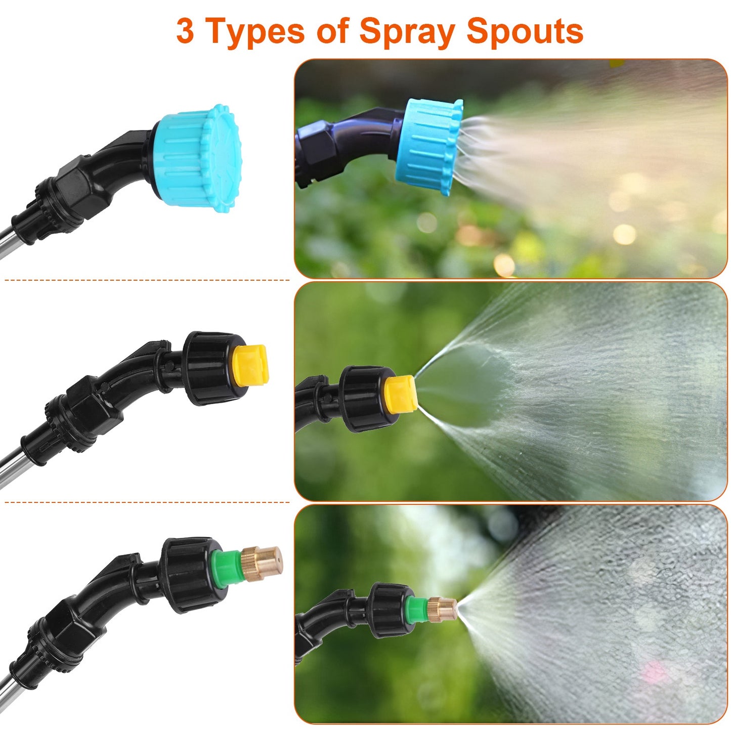 5L/1.3Gallon Electric Plant Sprayer Telescopic Rechargeable Garden Sprayer Automatic Handheld Sprayer with 3 Spray Spouts Shoulder Strap for Cleaning