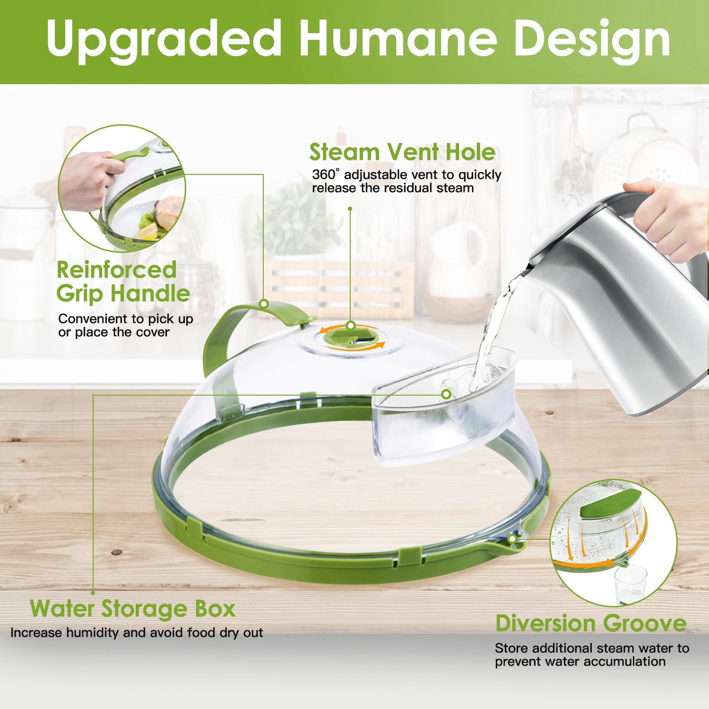 2Pcs Transparent Microwave Covers for Food Splatter Cover Lid Food Splatter Guard Protector with Handle Adjustable Steam Vents Water Storage Box