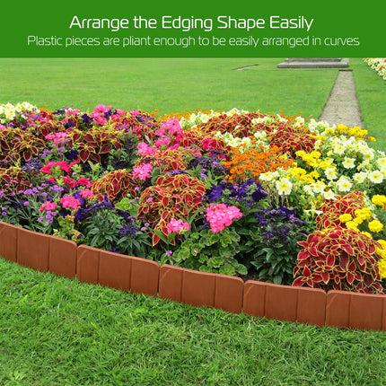 Plastic Garden Lawn Edging 20-Piece Cobblestone Effect