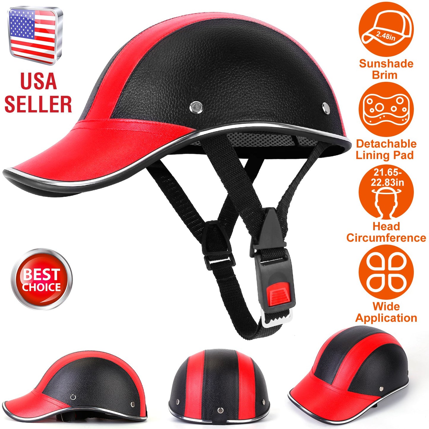 Safety Bicycle Helmet Adjustable Windproof Bike Helmet Sunshade Baseball Cap Anti-UV Cycling Motorcycle Hat Leather Helmet