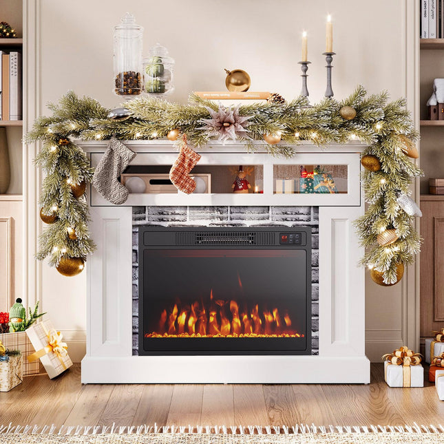 23 Inches 750W/1500W Electric Fireplace Heater with Alter Flame Color and Brightness