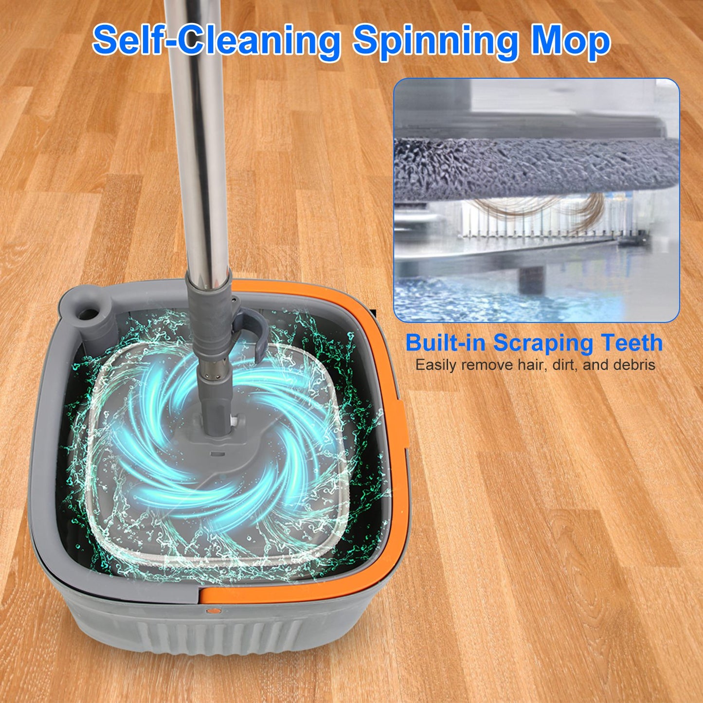 Spin Mop Set – Dual Bucket with 4 Reusable Microfiber Pads