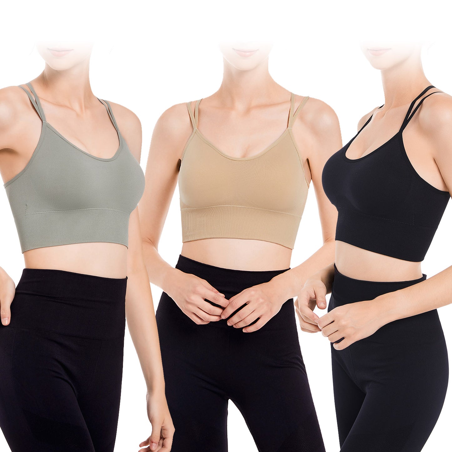 3Packs Women Cross Back Sport Bras Padded StrappyÊMedium Support Bras SexyÊFitnessÊTank Tops with Removable Pads for Gym Yoga Workout Running