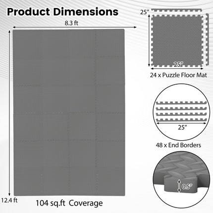 24Tiles 1/2" Puzzle Exercise Floor Mats
