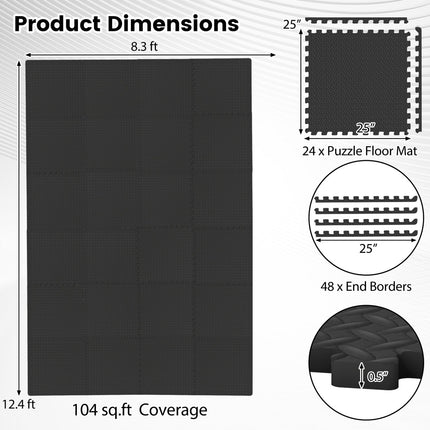 24Tiles 1/2" Puzzle Exercise Floor Mats
