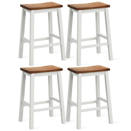 Saddle Bar Stools Set of 4 with Footrests, 24.5-Inch
