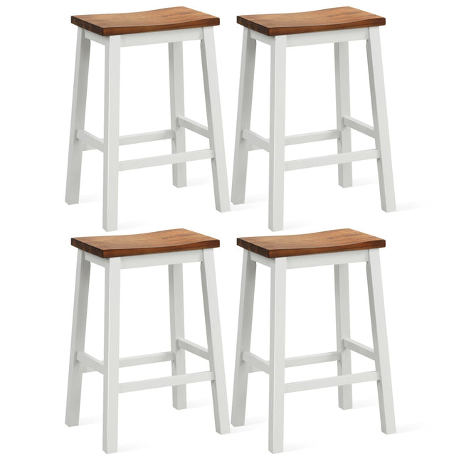 Saddle Bar Stools Set of 4 with Footrests, 24.5-Inch