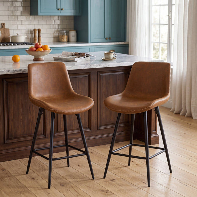 24 Inch Bar Stools Set of 2 with Backs and Footrests