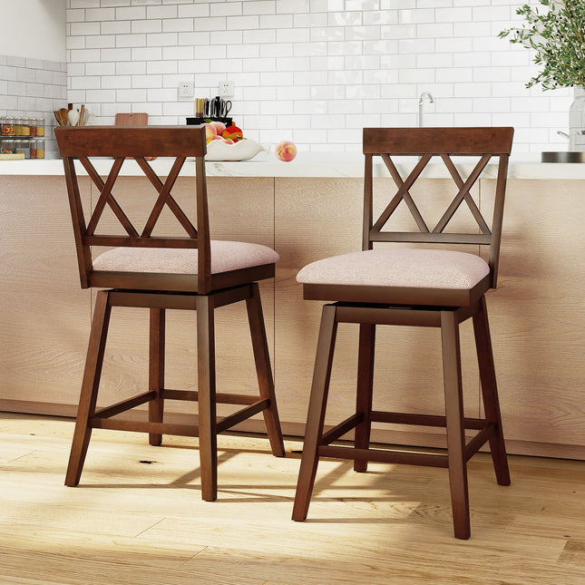 Counter Height Swivel Bar Stools with Upholstered Seat - Set of 2