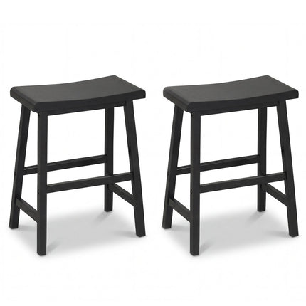 24 Inch Counter Height Stools Solid Wood Saddle Bar Stools Set of 2
