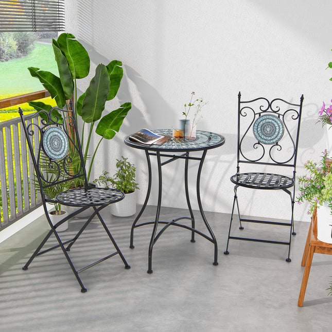 24 Inch Patio Bistro Table with Ceramic Tile Tabletop