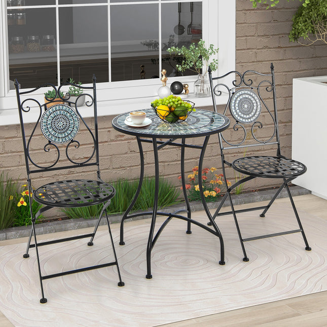 24 Inch Patio Bistro Table with Ceramic Tile Tabletop
