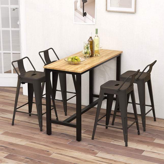 24 Inch Set of 4 Cafe Side Chairs with Rubber Feet and Removable Back
