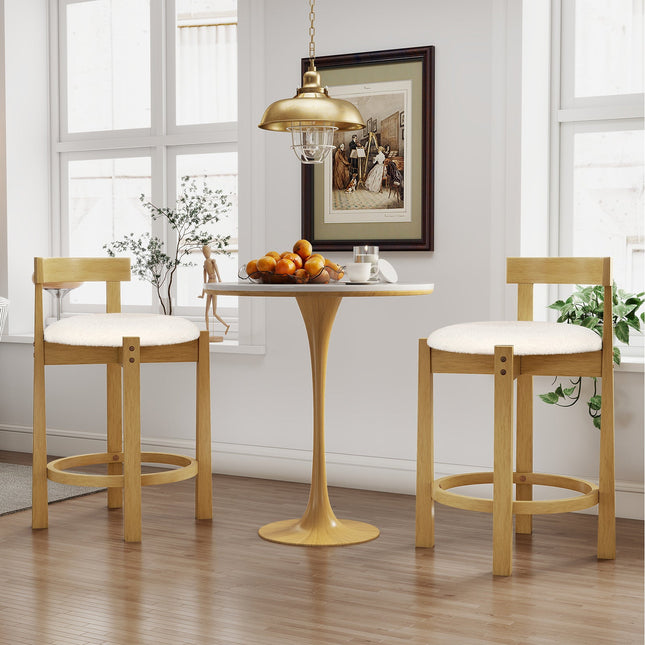 24 Inch Teddy Velvet Upholstered Counter Height Bar Stools with Backrests and Footrests
