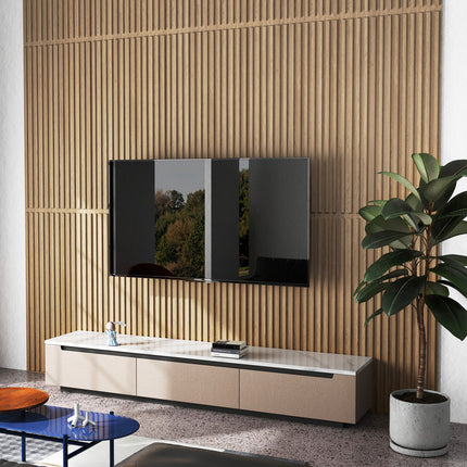 24-Pack PVC Slat Wall Panels for Interior Wall Decoration for Living Room and TV Background
