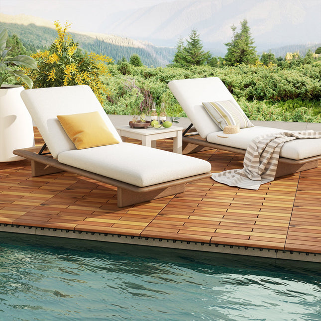 Acacia Wood Interlocking Deck Tiles 24x12 Inch - 24 Pack