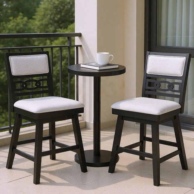 25 Inch Bar Stools Set of 2 with Upholstered Backrest and 360¬∞ Rotation Seat-Black