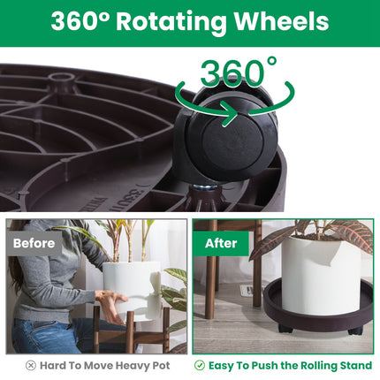 4Pcs 12.8IN Or 14IN Plant Caddy With Wheels Up to 187LBS Load Capacity Rolling Plant Stand With 4Pcs 360° Swirling Wheels For Indoor Outdoor