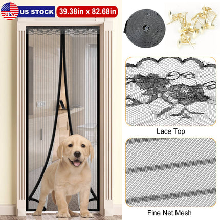 Magnetic Mesh Curtain Hands-free Fly Mesh Door Curtain 39x82” Self-adhesive Door Screen Anti Mosquito Bugs