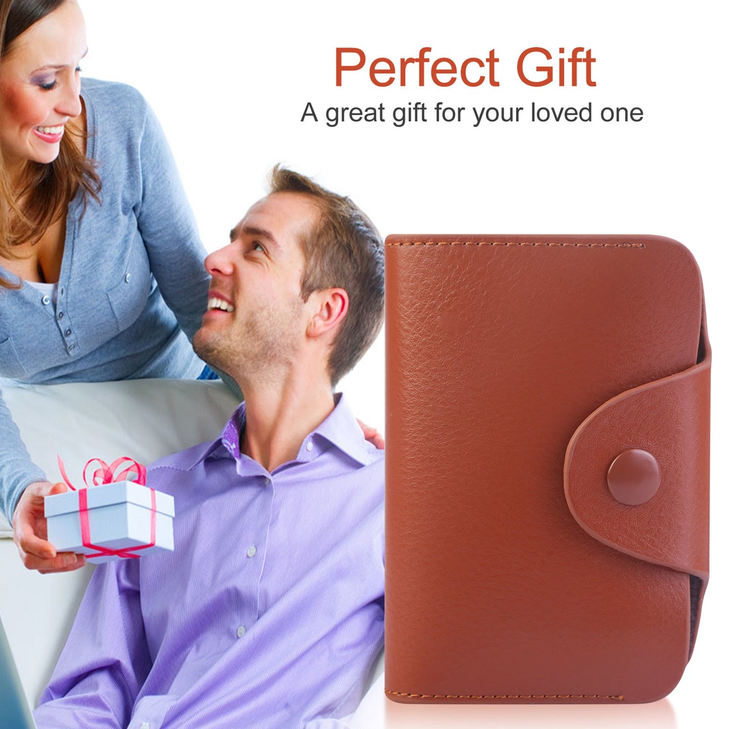 Credit Card Holder Wallet PU Leather Snap Closure Purse Accordion Case with 12 Pcs Card Slots