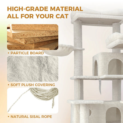 68-Inch Multi-Level Cat Tree Tower with Hammocks & Scratching Posts