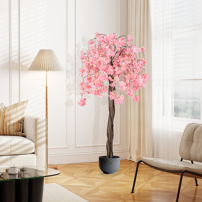 5.5 FT Tall Artificial Cherry Blossom Tree with Pink/White Flowers 1 Pack