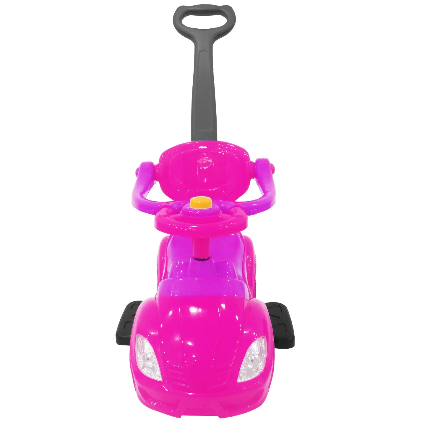 Ride on Push Car 4-Wheel Children Sliding Push Car W/ Colorful Flashing Light Music Handrail Guardrail Push Rod