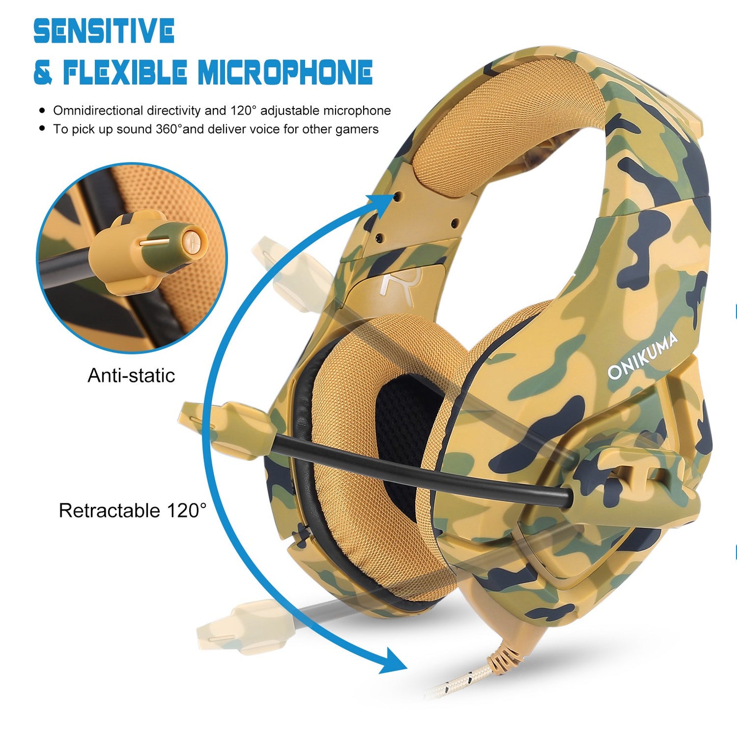 Gaming Headsets Noise Isolation Volume Adjustment Stereo Earmuffs w/ Microphone 3.5mm Plug Adapter 7.4ft Cord Over-ear Headphones for Game Lovers