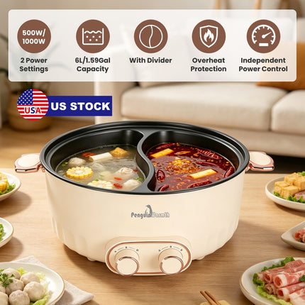 Electric Hot Pot 6L Dual Divider with Independent Controls
