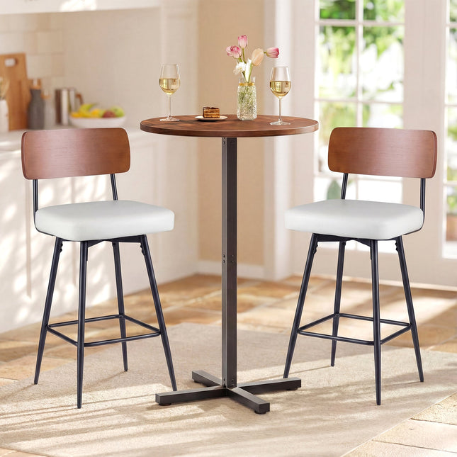27 Inch Padded Counter Barstools Set of 2 with Metal Legs