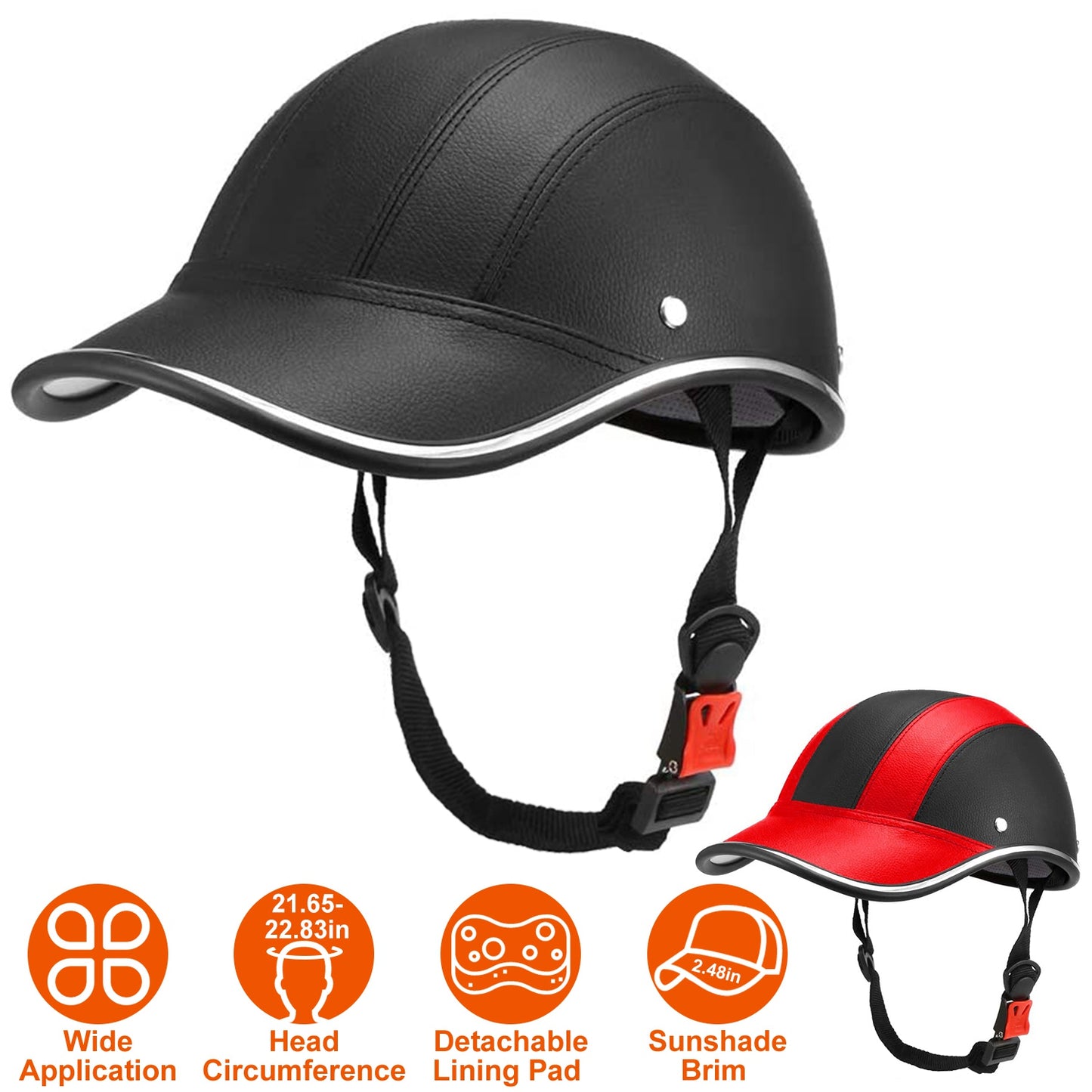 Safety Bicycle Helmet Adjustable Windproof Bike Helmet Sunshade Baseball Cap Anti-UV Cycling Motorcycle Hat Leather Helmet
